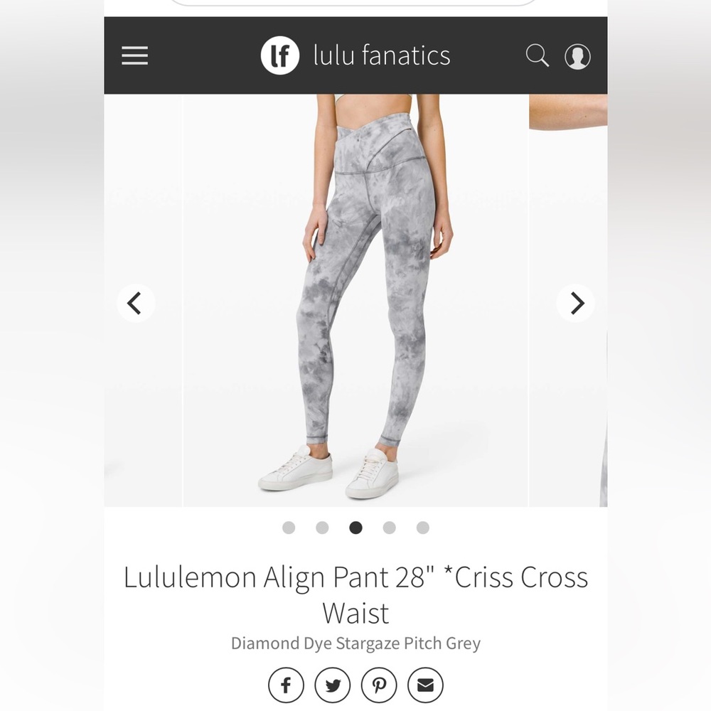 Lululemon Align Pant 28" *Criss Cross Waist
Diamond Dye Stargaze Pitch Grey